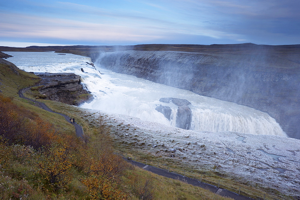 Gullfoss Waterfall (Golden Waterfall) in winter, Golden Circle tourism trail, Hvita River, Haukadalur, Iceland, Polar Regions