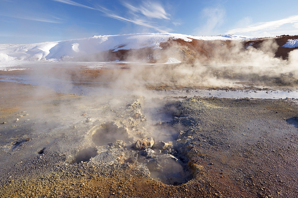 Geothermal activity of mudpots, hot springs and fumaroles, at Krisuvik (Krysuvik-Seltun), Reykjanes Peninsula, south-west Iceland, Iceland, Polar Regions