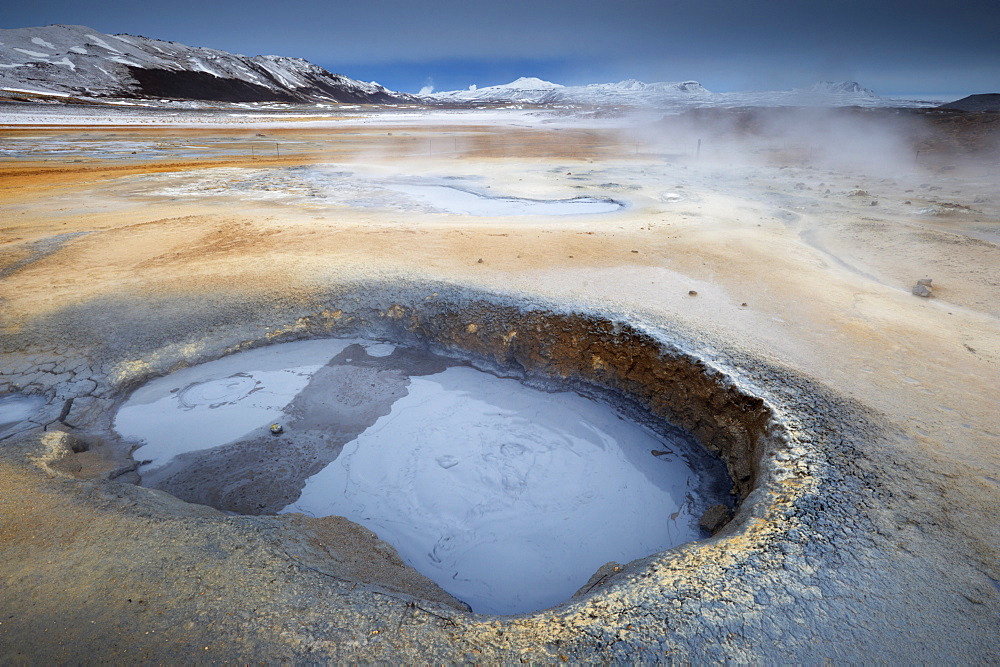 Mudpots at Namaskard geothermal area (Namafjall-Hverarond), near Lake Myvatn and Reykjahlid, North Iceland, Iceland, Polar Regions