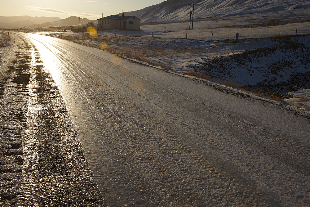 Road in Borgarfjordur Eystri fjord, East Fjords, Iceland, Polar Regions