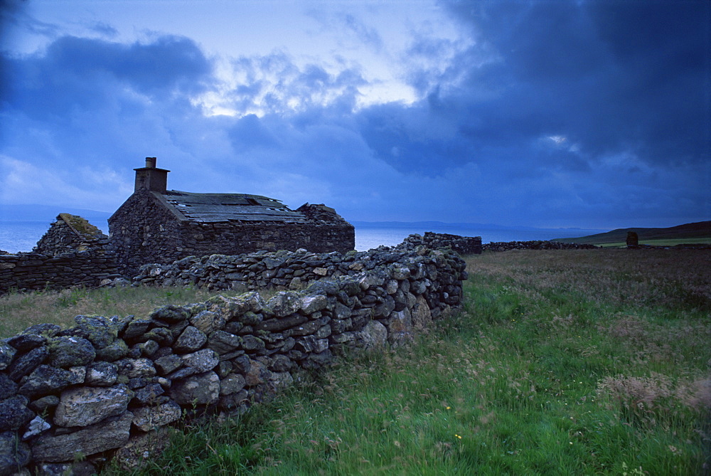 Ruined croft at Sound, Yell, Shetland Islands, Scotland, United Kingdom, Europe