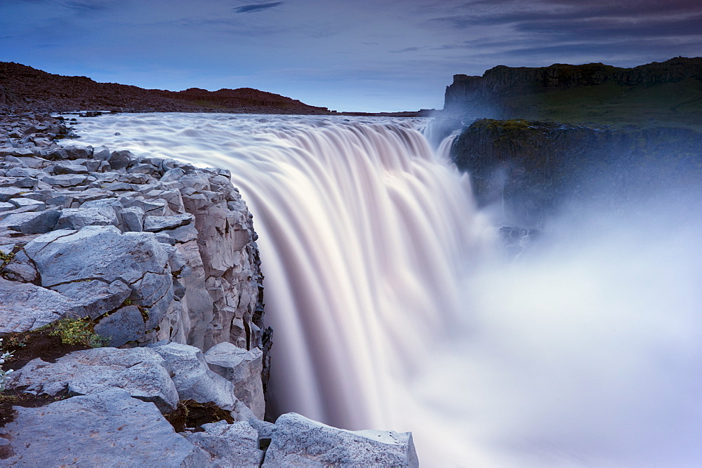 Dettifoss, largest waterfall in Europe at 45 m high and 100 m wide, Jokulsargljufur National Park, north Iceland (Nordurland), Iceland, Polar Regions