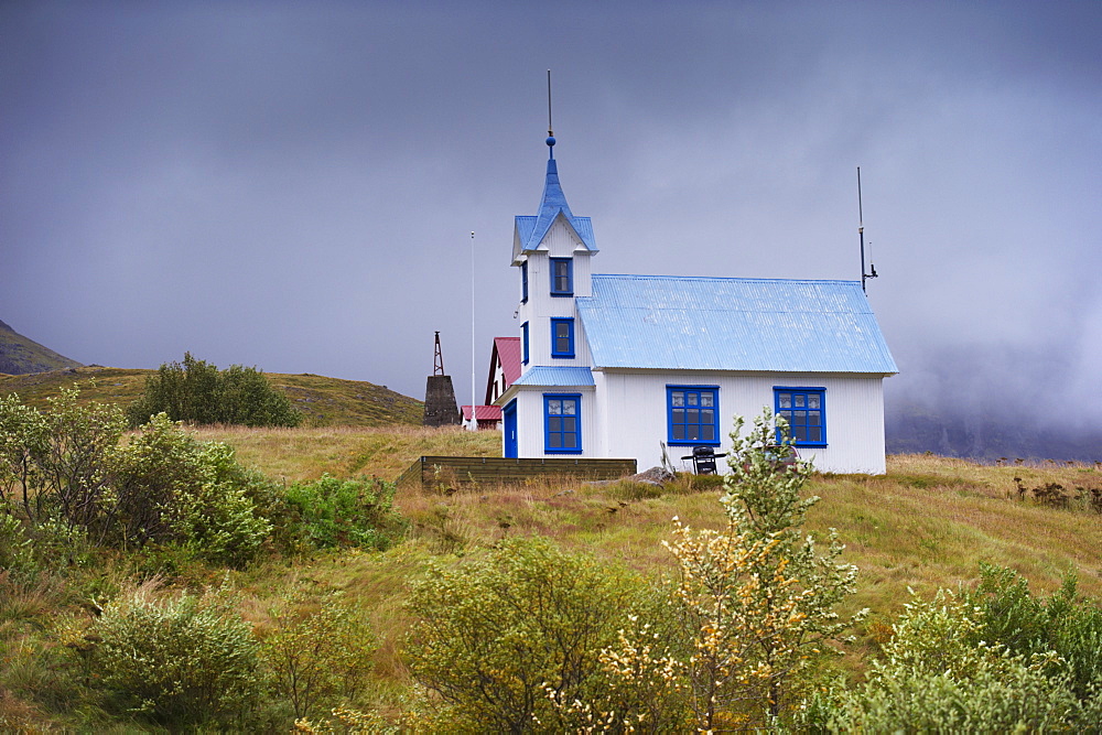 Stodvarfjordur church in the East Fjords region (Austurland), Iceland, Polar Regions