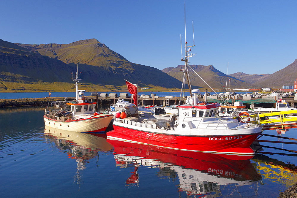 Eskifjordur village, Eskifjordur fjord, East Fjords region (Austurland), Iceland, Polar Regions