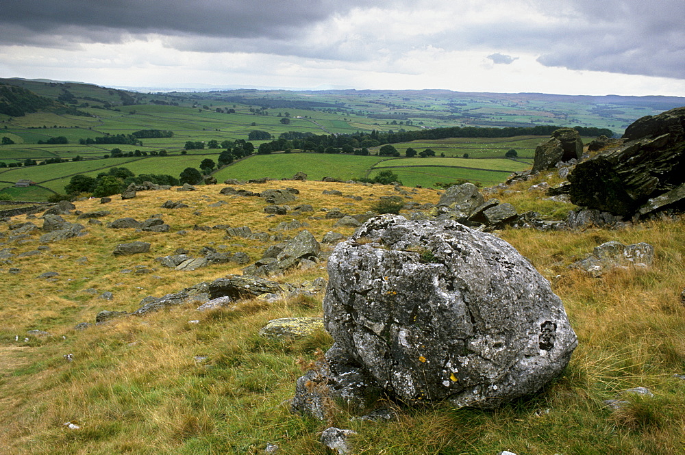 Norber erratics near Austwick, erratic boulders left on limestone pavement by erosion, Yorkshire Dales National Park, Yorkshire, England, United Kingdom, Europe