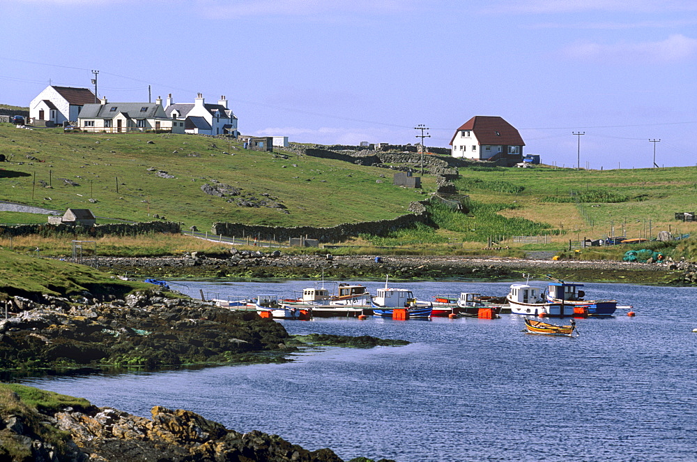 Houses and boats, Out Skerries, Shetland Islands, Scotland, United Kingdom, Europe