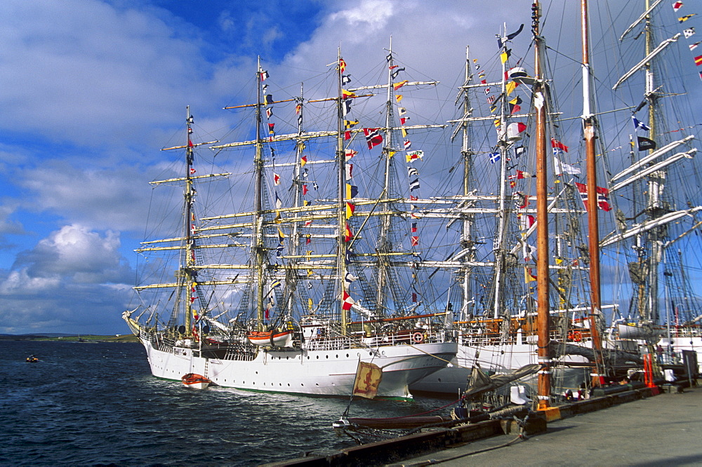 Lerwick harbour, hosting Cutty Sark Tall Ships race boats in 1999, Lerwick, Mainland, Shetland Islands, Scotland, United Kingdom, Europe