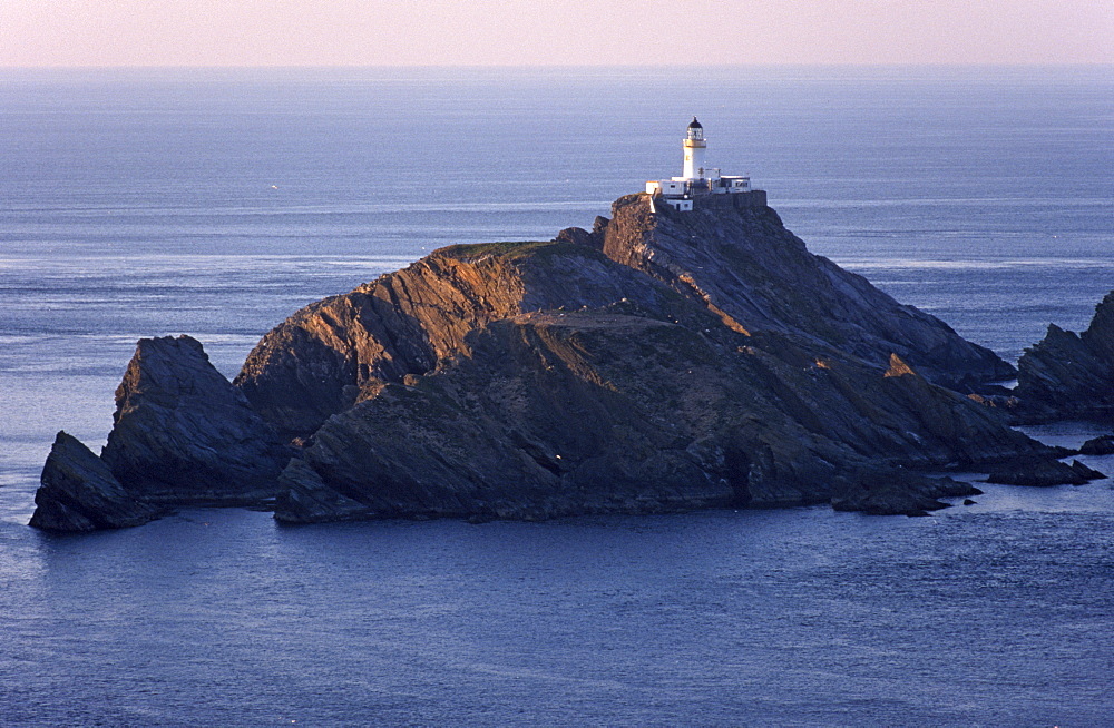 Muckle Flugga and its lighthouse, built by the Stevenson family, Hermaness Nature Reserve, Unst, Shetland Islands, Scotland, United Kingdom, Europe