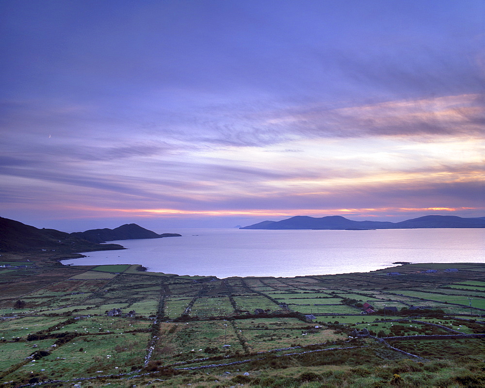 Sunset over Ballinskelligs Bay, Ring of Kerry, County Kerry, Munster, Republic of Ireland, Europe