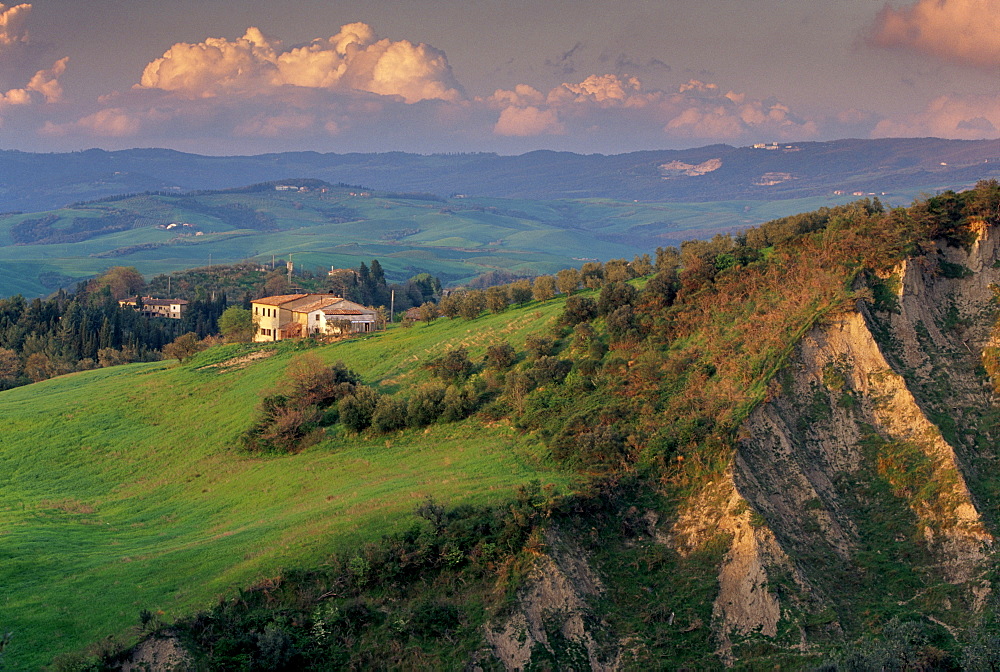 Landscape typical of the region, with spectacular landslides called locally balze, Volterra, Tuscany, Italy, Europe 