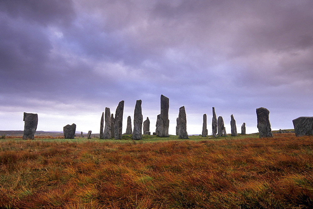 Callanish (Callanais) Standing Stones, erected by Neolithic people between 3000 and 1500 BC, Isle of Lewis, Outer Hebrides, Scotland, United Kingdom, Europe, Europe