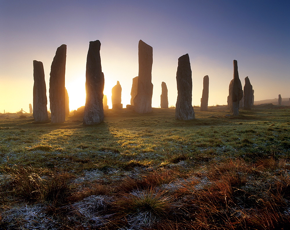 Callanish (Callanais) Standing Stones, erected by Neolithic people between 3000 and 1500 BC, Isle of Lewis, Outer Hebrides, Scotland, United Kingdom, Europe