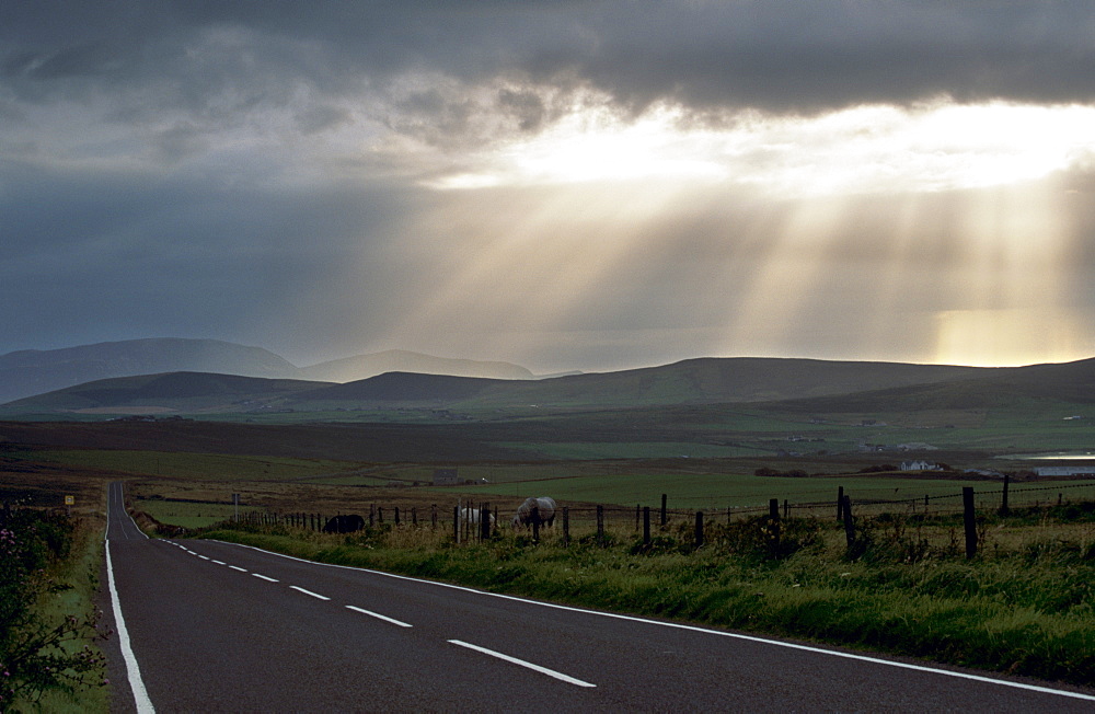 Empty road, Mainland, Orkney Islands, Scotland, United Kingdom, Europe