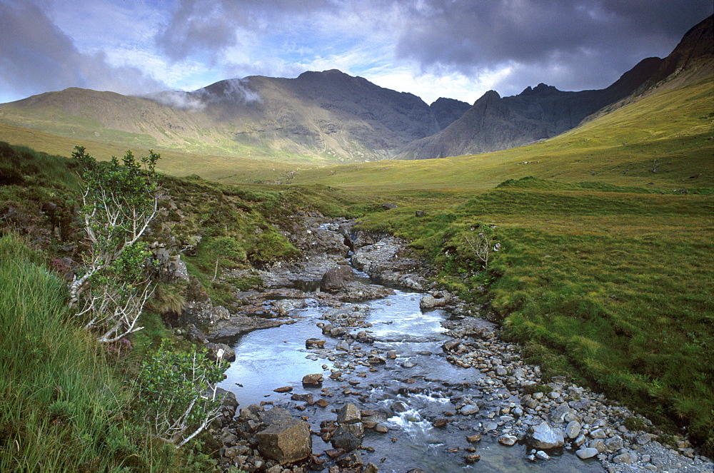 The Cuillins range from Glen Brittle, Isle of Skye, Inner Hebrides, Highland region, Scotland, United Kingdom, Europe