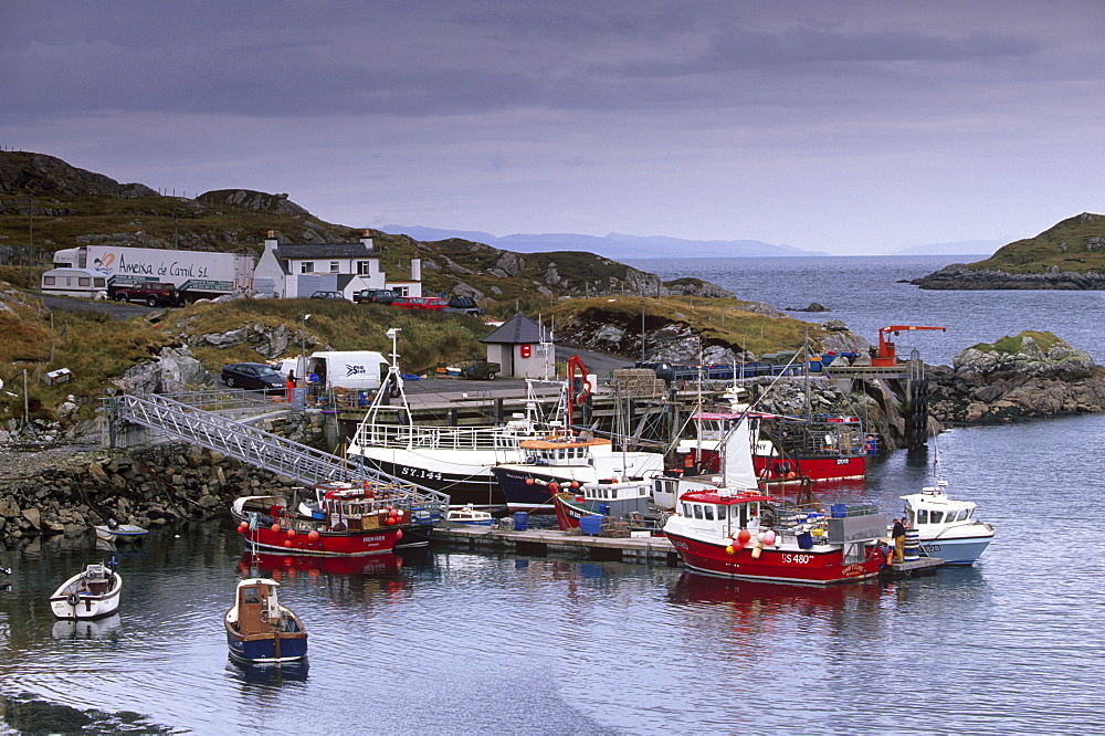 Small fishing harbour, at Stockinish, east coast of South Harris, Outer Hebrides, Scotland, United Kingdom, Europe