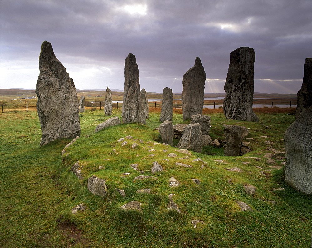 Callanish (Callanais) Standing Stones, erected by Neolithic people between 3000 and 1500 BC, Isle of Lewis, Outer Hebrides, Scotland, United Kingdom, Europe