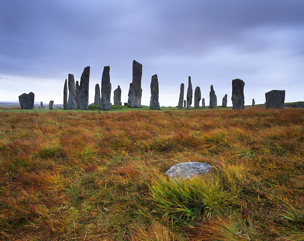 Callanish (Callanais) Standing Stones, erected by Neolithic people between 3000 and 1500 BC, Isle of Lewis, Outer Hebrides, Scotland, United Kingdom, Europe