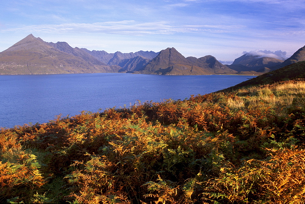 Loch Scavaig, and Black Cuillins in distance, Isle of Skye, Inner Hebrides, Scotland, United Kingdom, Europe