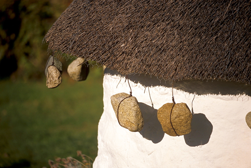 Thatched house with tied stones, Luib, Isle of Skye, Inner Hebrides, Scotland, United Kingdom, Europe