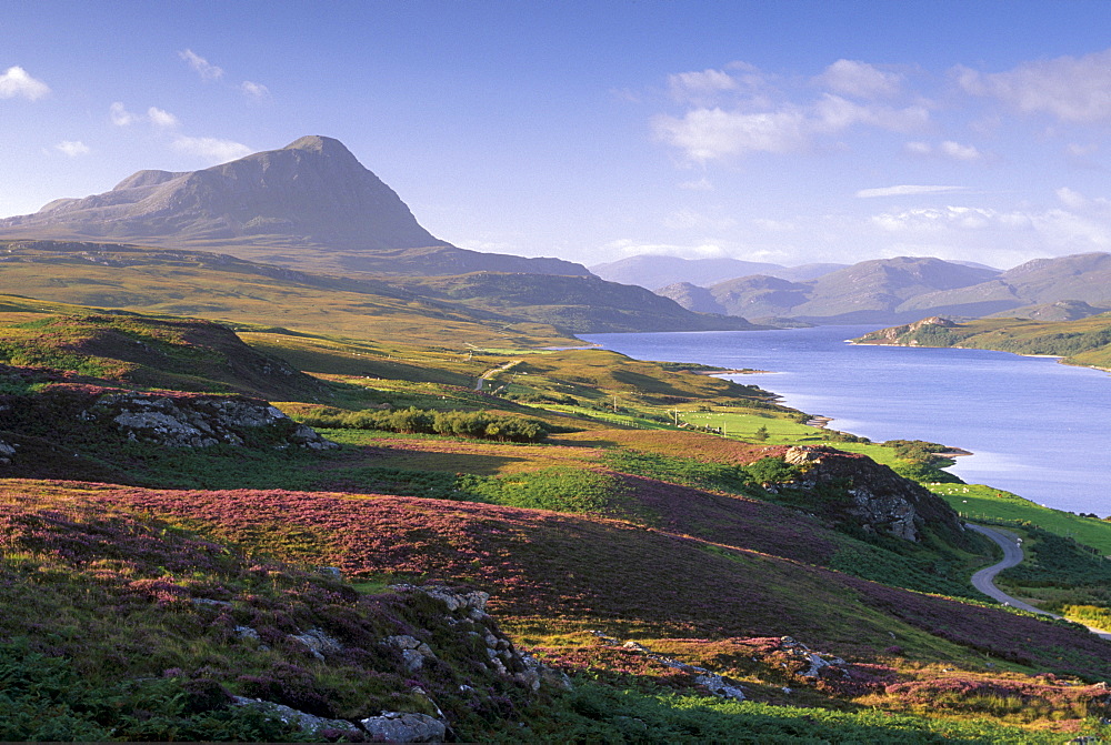 Strathmore Valley, Loch Hope and Ben Hope, 927m, Sutherland, Highland region, Scotland, United Kingdom, Europe