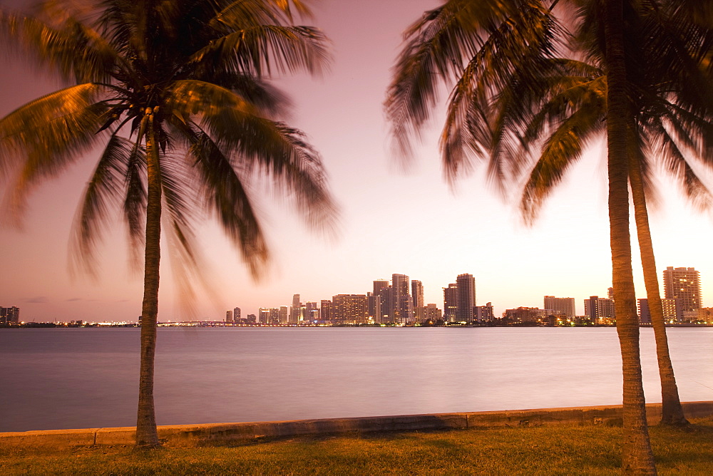 Downtown Miami skyline at dusk Miami, Florida, United States of America, North America