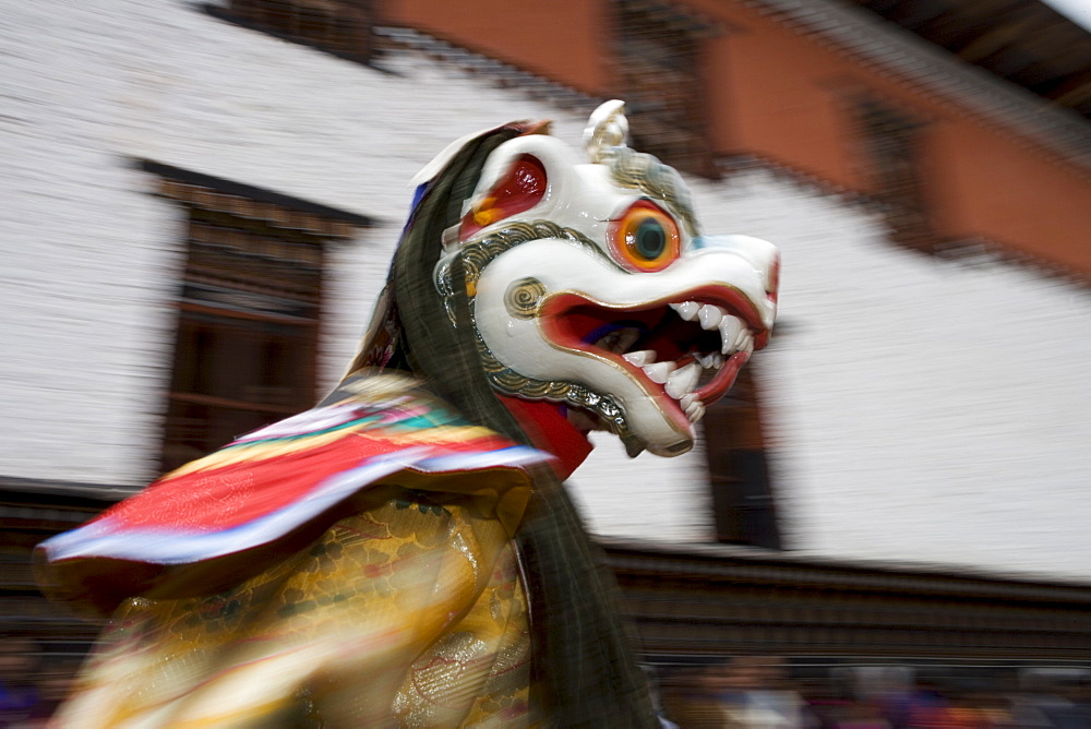 Buddhist festival (Tsechu), Trashi Chhoe Dzong, Thimphu, Bhutan, Asia