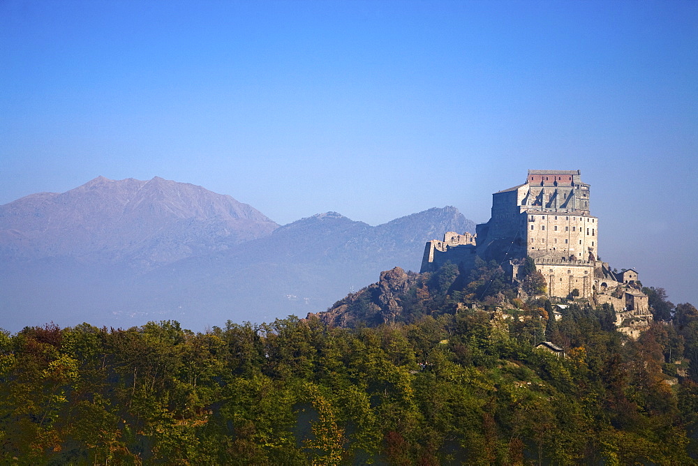 Sacra di San Michele (St. Michael's Abbey), Mount Pirchiriano, Val di Susa, Piedmont, Italy, Europe