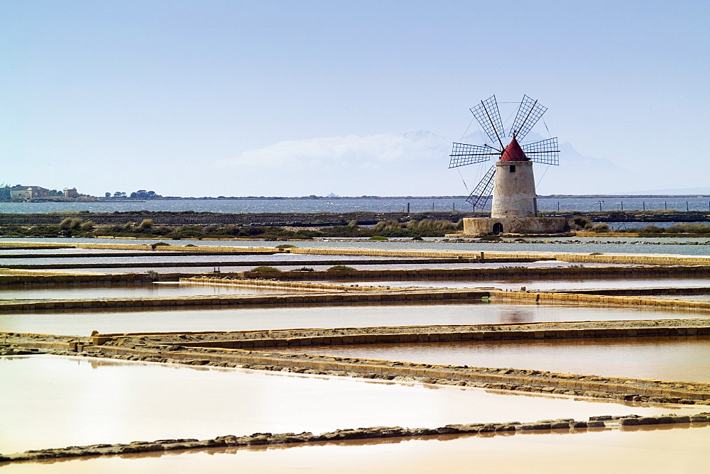 Salt pans, Saline, Sicily, Italy, Europe