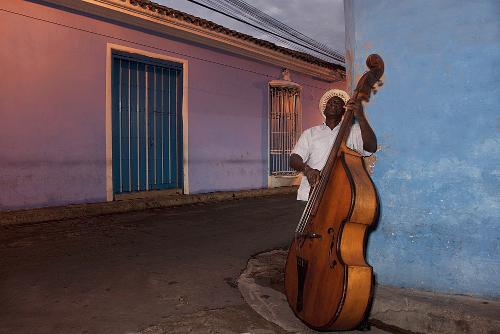 Bass player, Santiago de Cuba, Cuba, West Indies, Central America