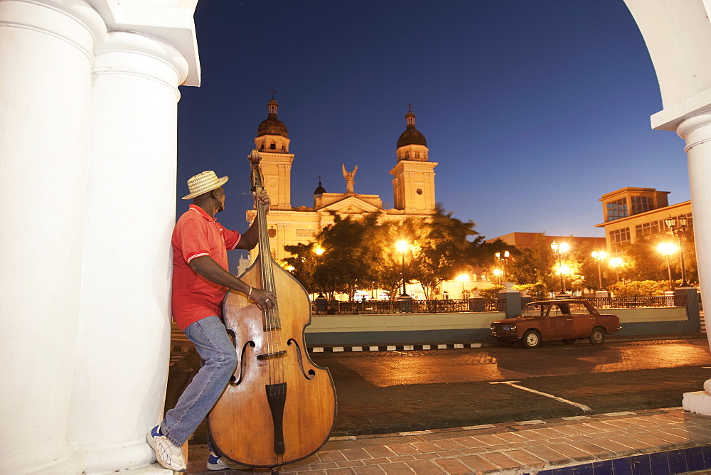 Bass player, Santiago de Cuba, Cuba, West Indies, Central America