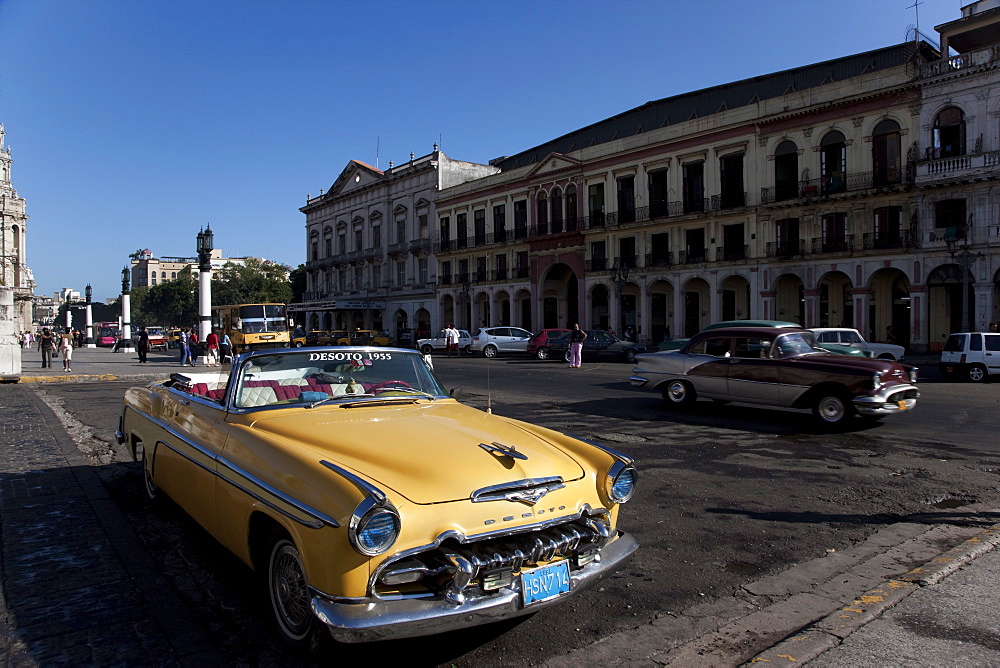 Old car outside the Capitolio, Havana, Cuba, West Indies, Central America