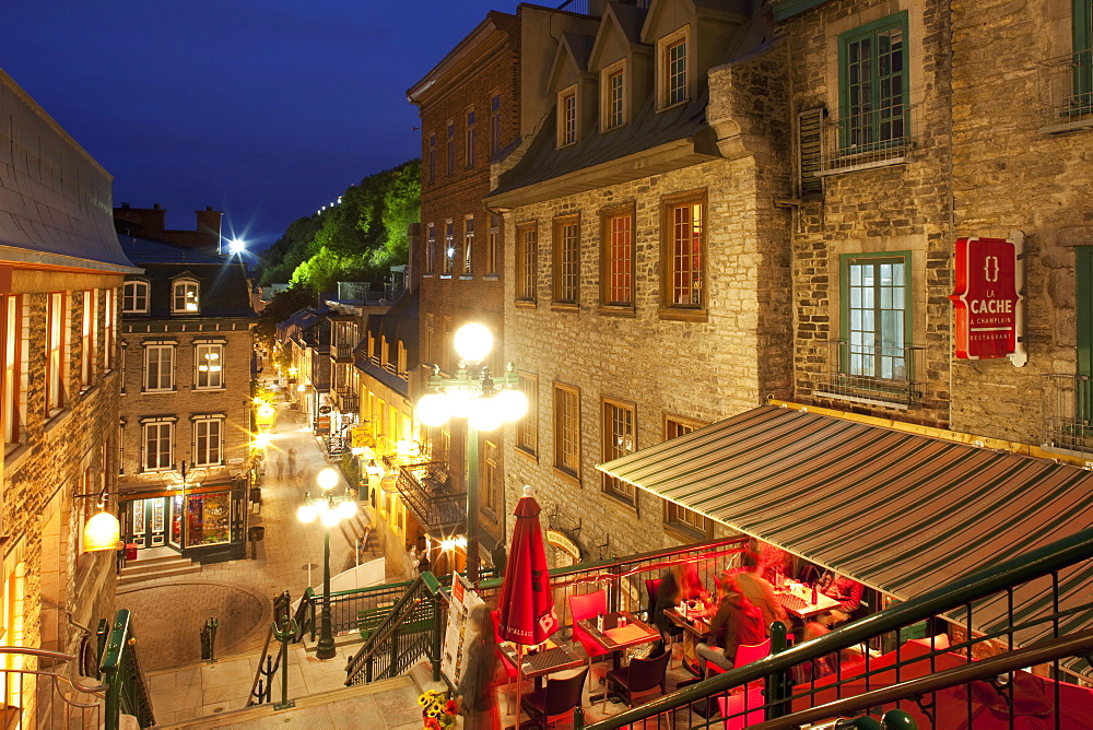 Rue du Petit-Champlain in the lower city, Quebec City, Quebec, Canada, North America