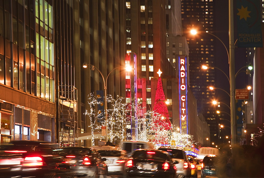 New York City at night, New York, United States of America, North America