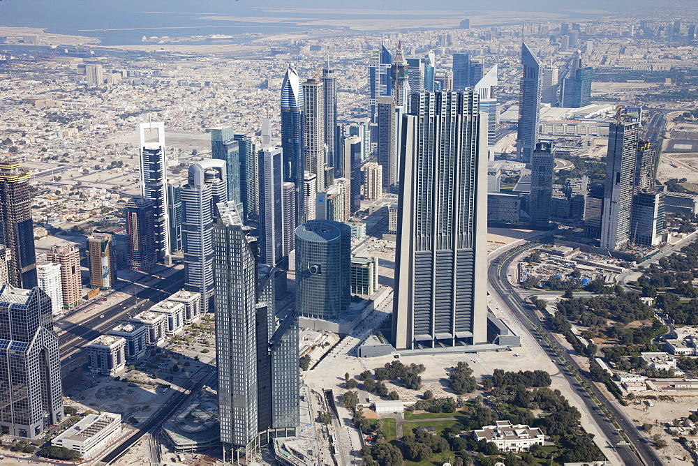 New skyscrapers on Sheikh Zayed Road, Dubai, United Arab Emirates, Middle East