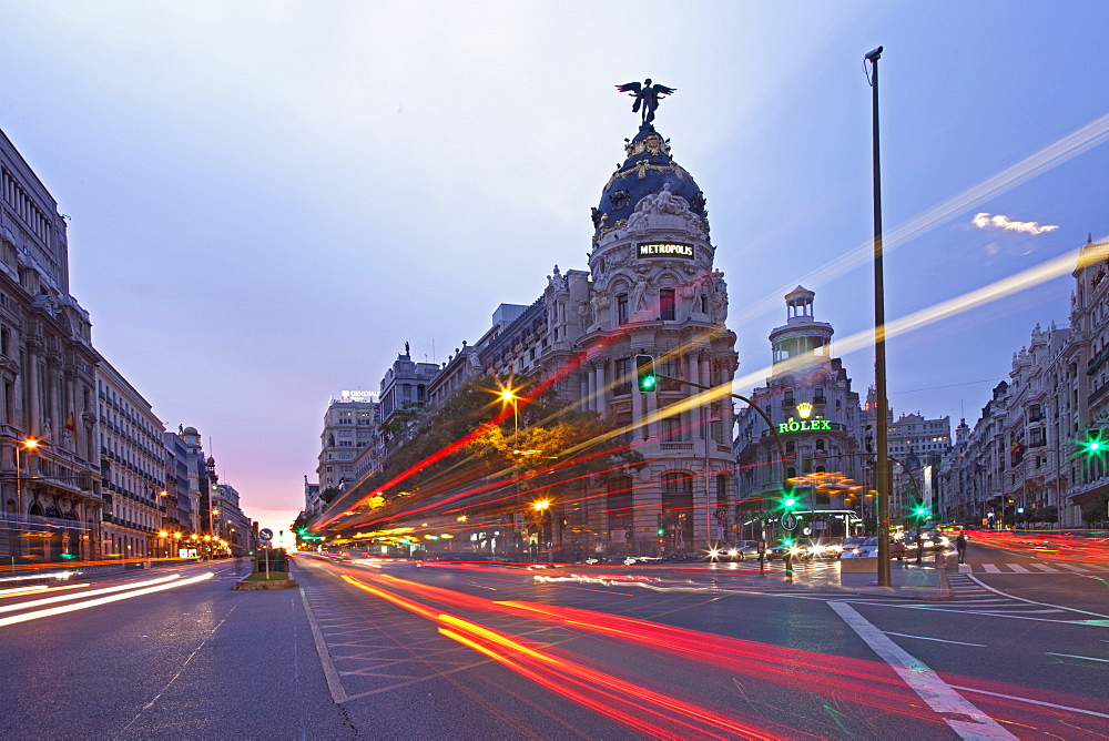 Gran Via and Calle de Alcala, Madrid, Spain, Europe