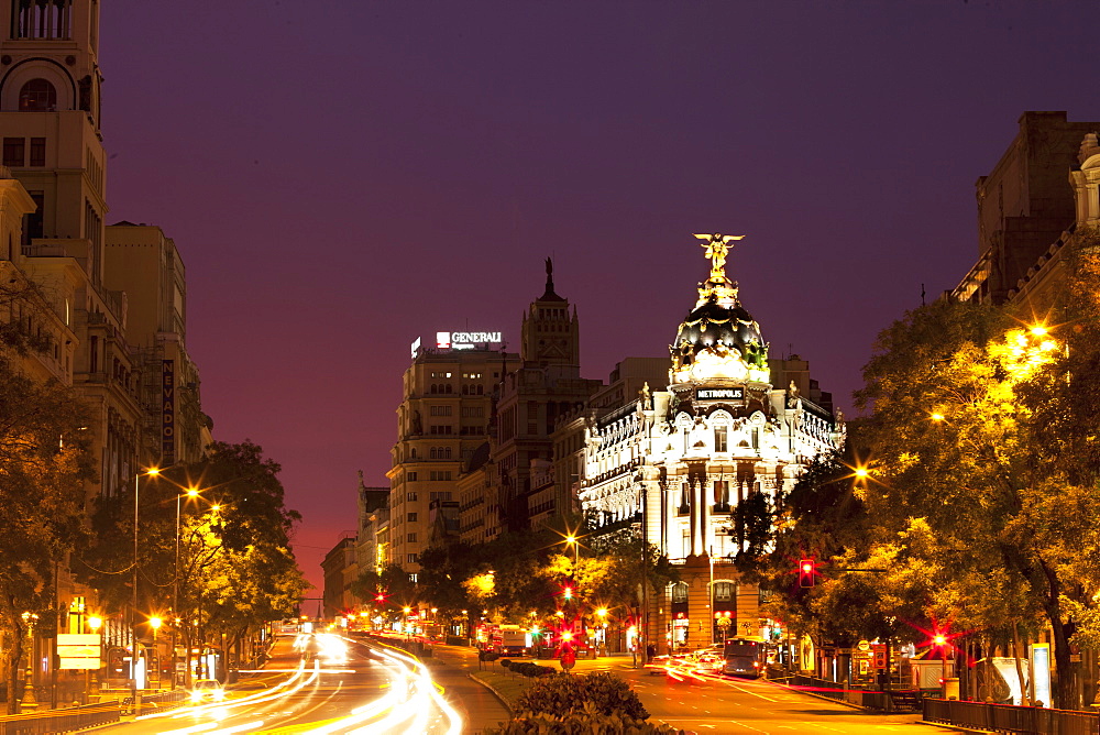 Gran Via and Calle de Alcala, Madrid, Spain, Europe