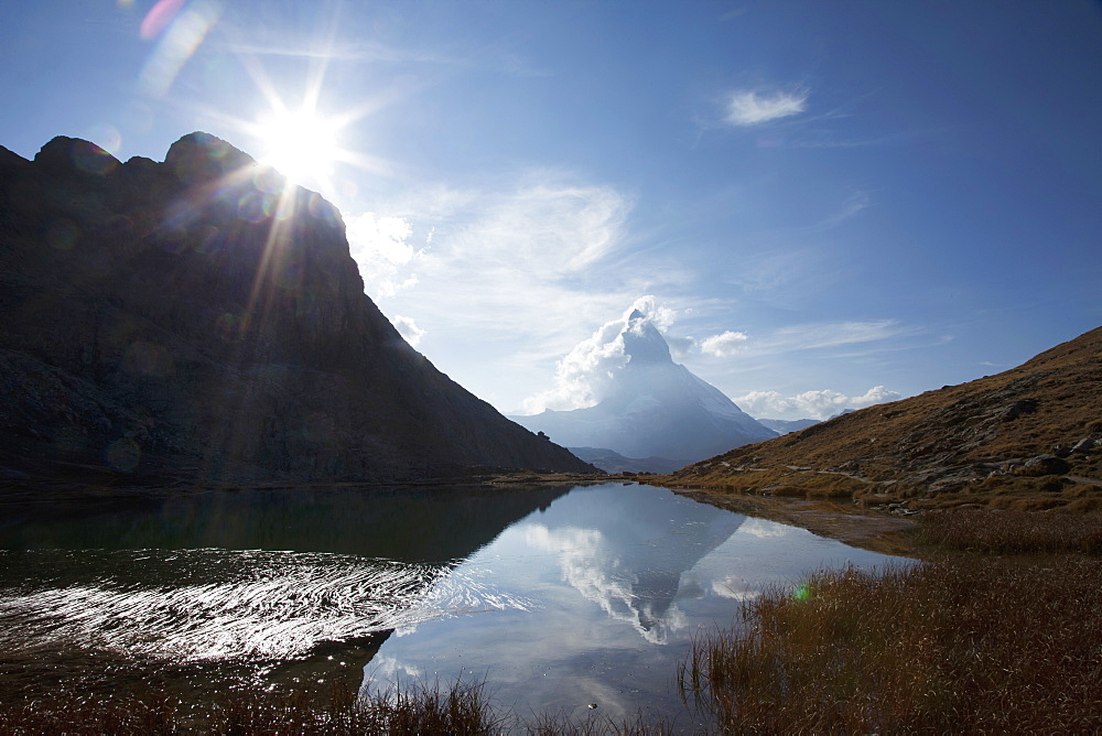 Matterhorn in distance, Zermatt, Canton Valais, Swiss Alps, Switzerland, Europe