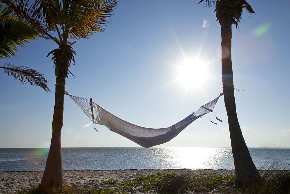 Woman in a hammock on the beach, Florida, United States of America, North America