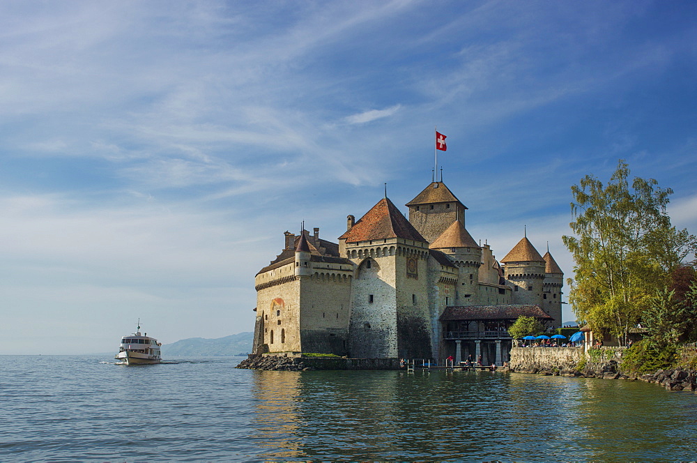 The Castle of Chillon, on Lake Geneva, Montreux, Canton Vaud, Switzerland, Europe