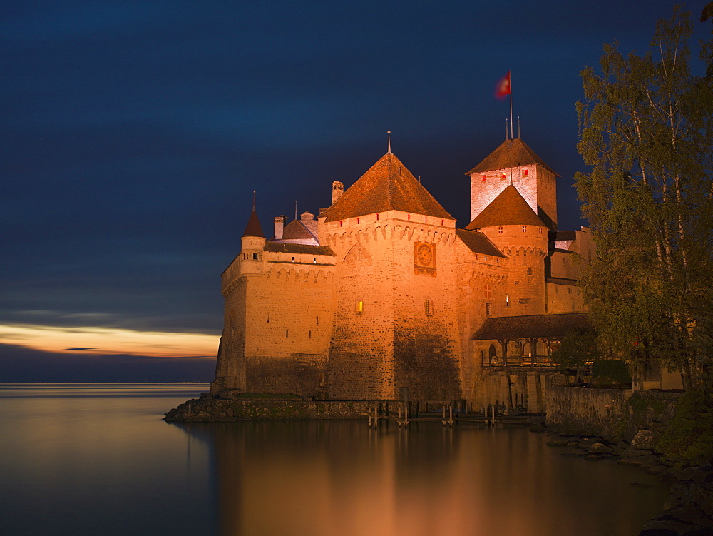 The Castle of Chillon, on Lake Geneva, Montreux, Canton Vaud, Switzerland, Europe