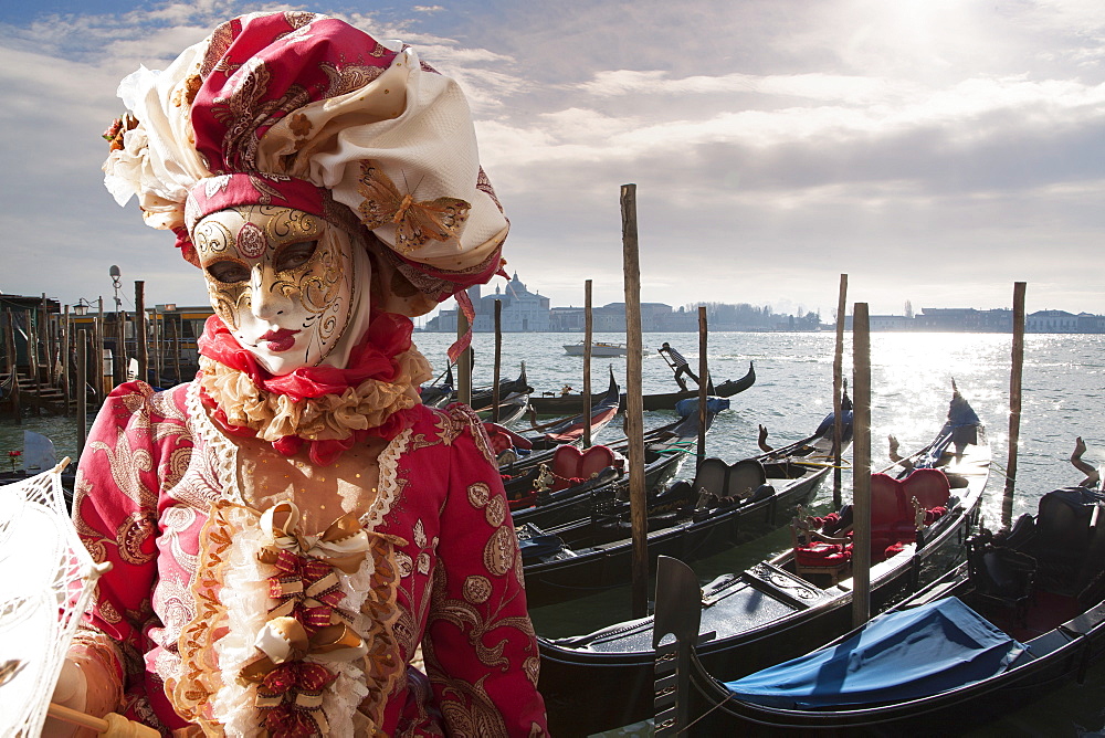 Mask in San Marco Square during Venice Carnival, Venice, UNESCO World Heritage Site, Veneto, Italy, Europe