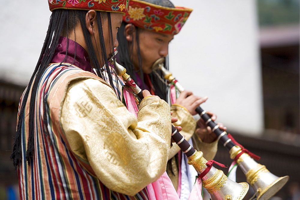 Buddhist festival (Tsechu), Trashi Chhoe Dzong, Thimphu, Bhutan, Asia