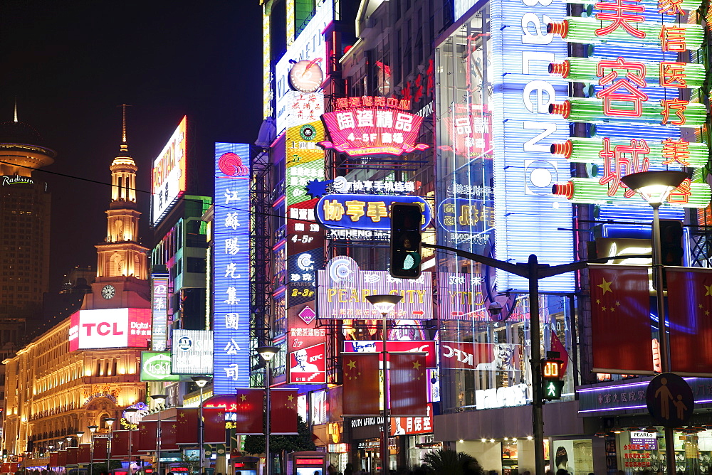 Nanjing Road at night, Shanghai, China, Asia