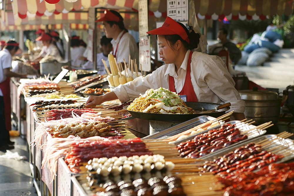 Wangfujing Snack Road, Wangfujing Dajie shopping district, Beijing, China, Asia