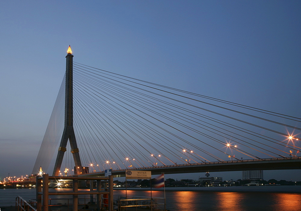 The Rama VIII Bridge, over Chao Phraya River, Bangkok, Thailand, Southeast Asia, Asia