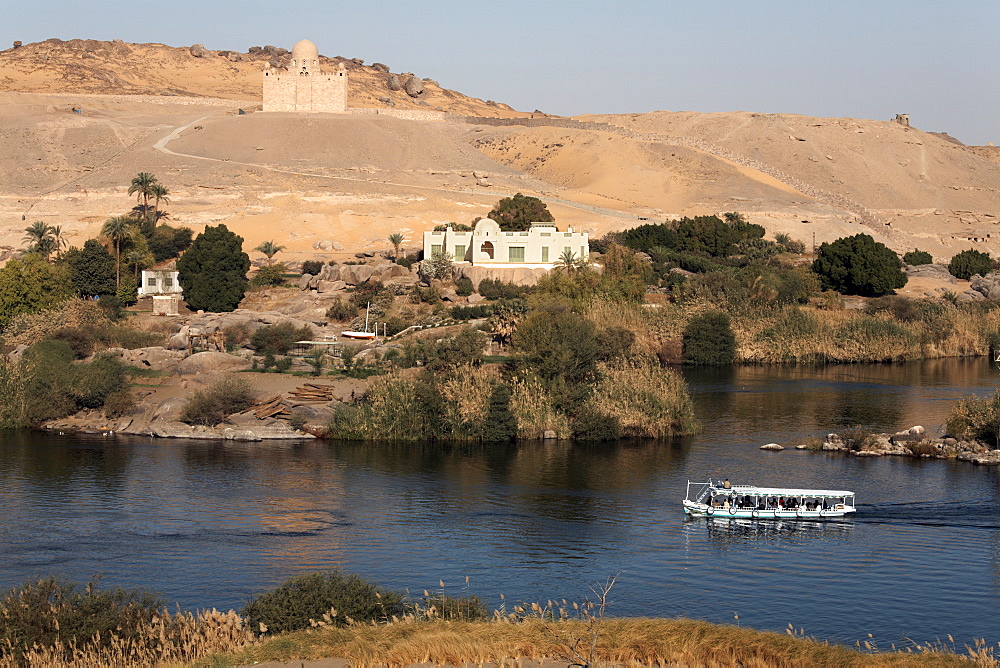 Overlooking the River Nile and the Mausoleum of Aga Khan, Aswan, Egypt, North Africa, Africa