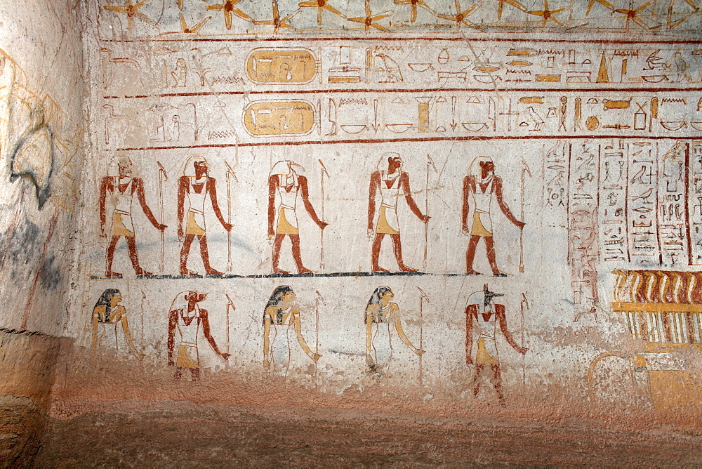 Wall paintings in the tomb of King Tanwetamani, part of the royal cemetery, El Kurru, Sudan, Africa