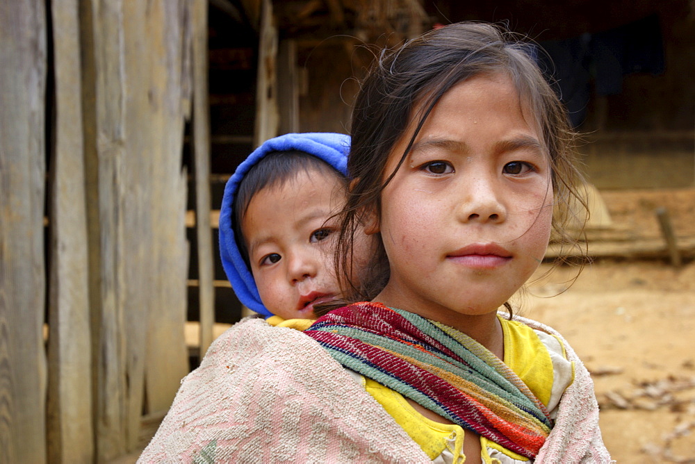 Young Hmong villagers in Xieng Khouang province, northern Laos, Indochina, Southeast Asia, Asia