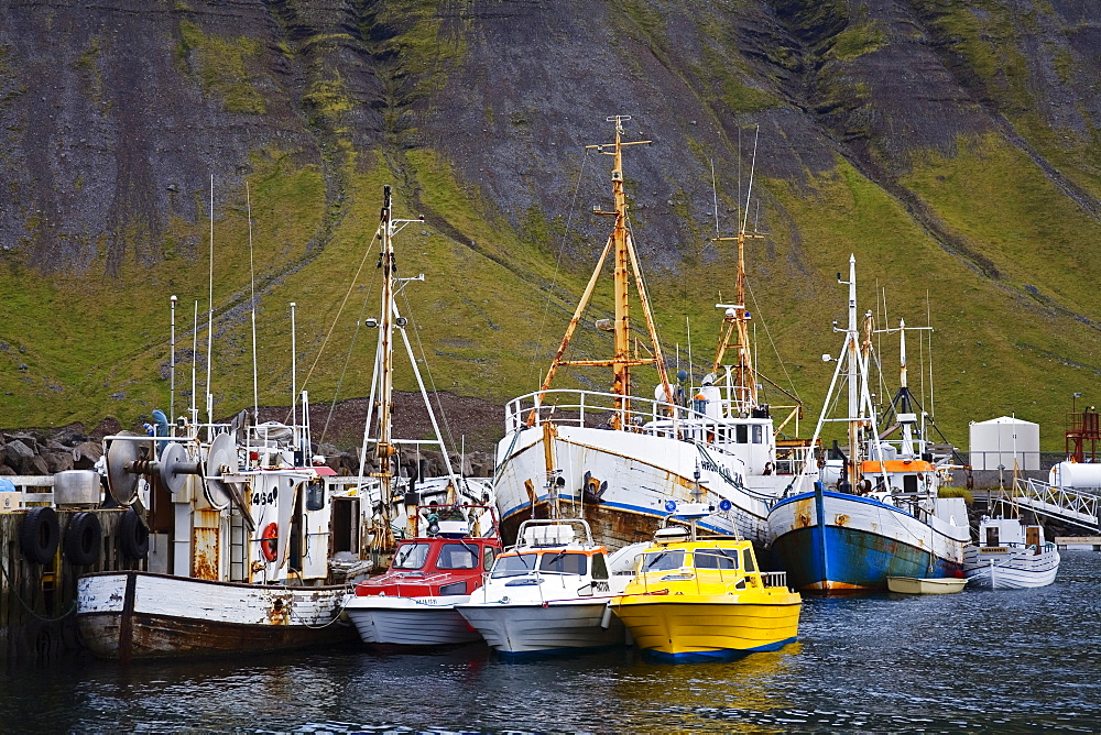 Fishing vessels, Port of Isafjordur, West Fjords Region, Iceland, Polar Regions