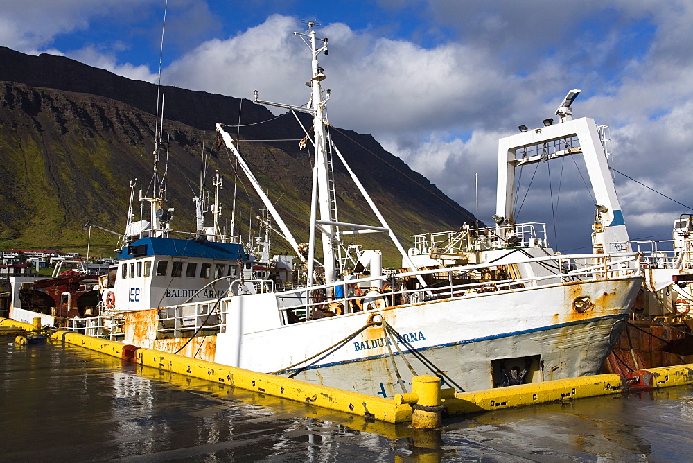 Fishing vessels, Port of Isafjordur, West Fjords Region, Iceland, Polar Regions